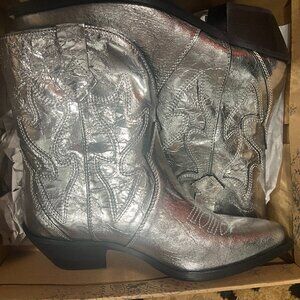 Free Peopple Metallic Silver Cowgirl Boots